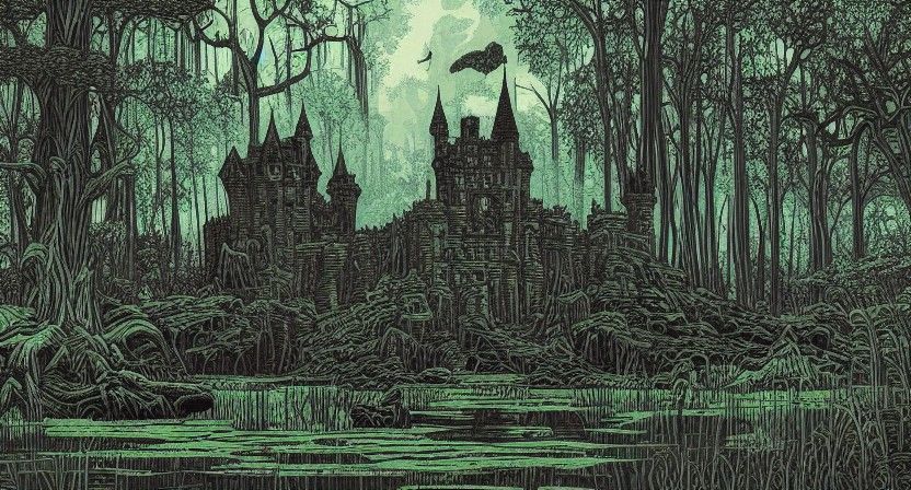 Swamp Castle Concept Art in Mumford Style