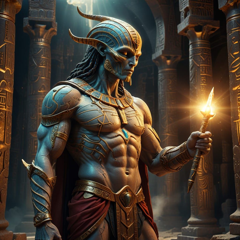 Surreal Alien Rune Titan as Egyptian God