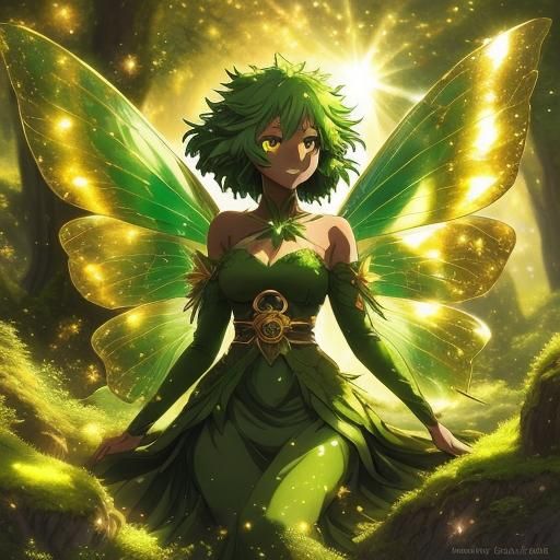 Green anime forest fairy 7, 1.5