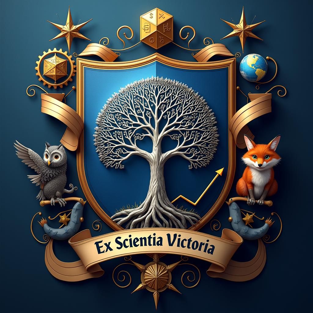 Heraldic Shield with Neural Network Tree and Data Symbols