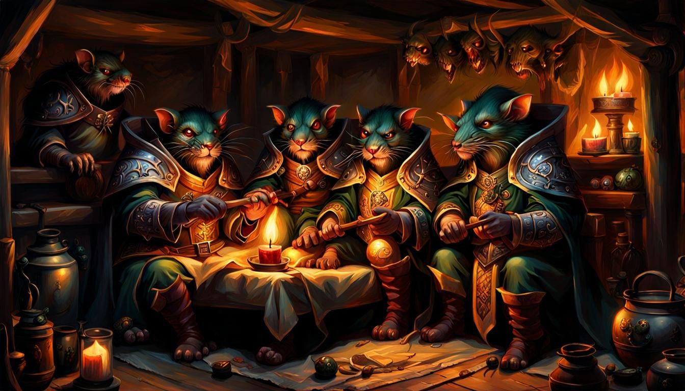 Skaven Gathering, Digital Art in Oil Painting Style