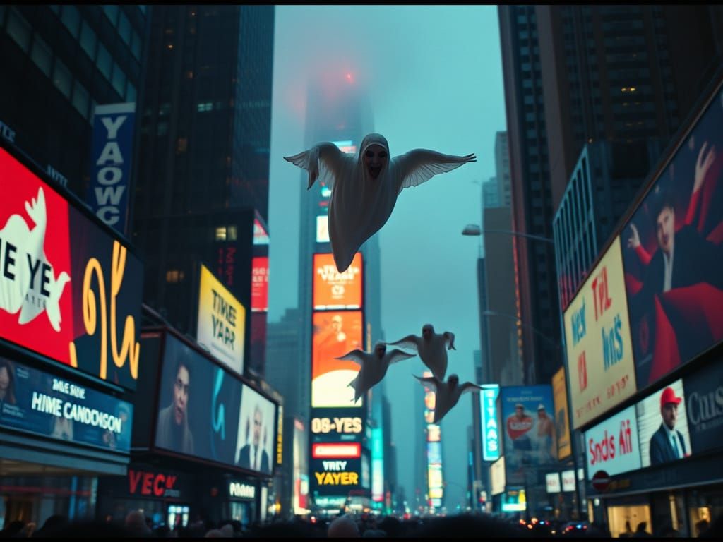 Ghosts Over Times Square New Years Celebration