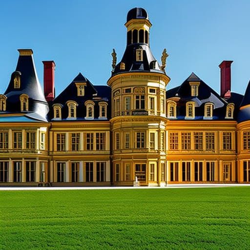 Golden Chateau in Surrealist Style