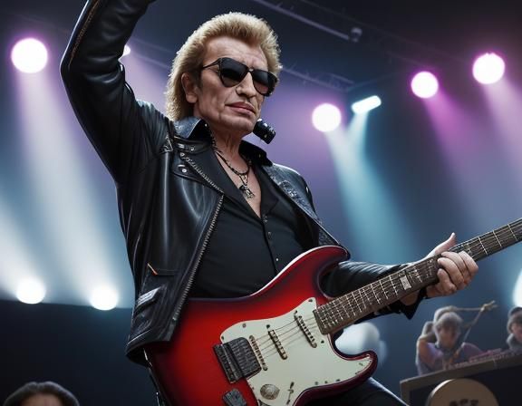 Johnny Hallyday on Stage with Fender Stratocaster
