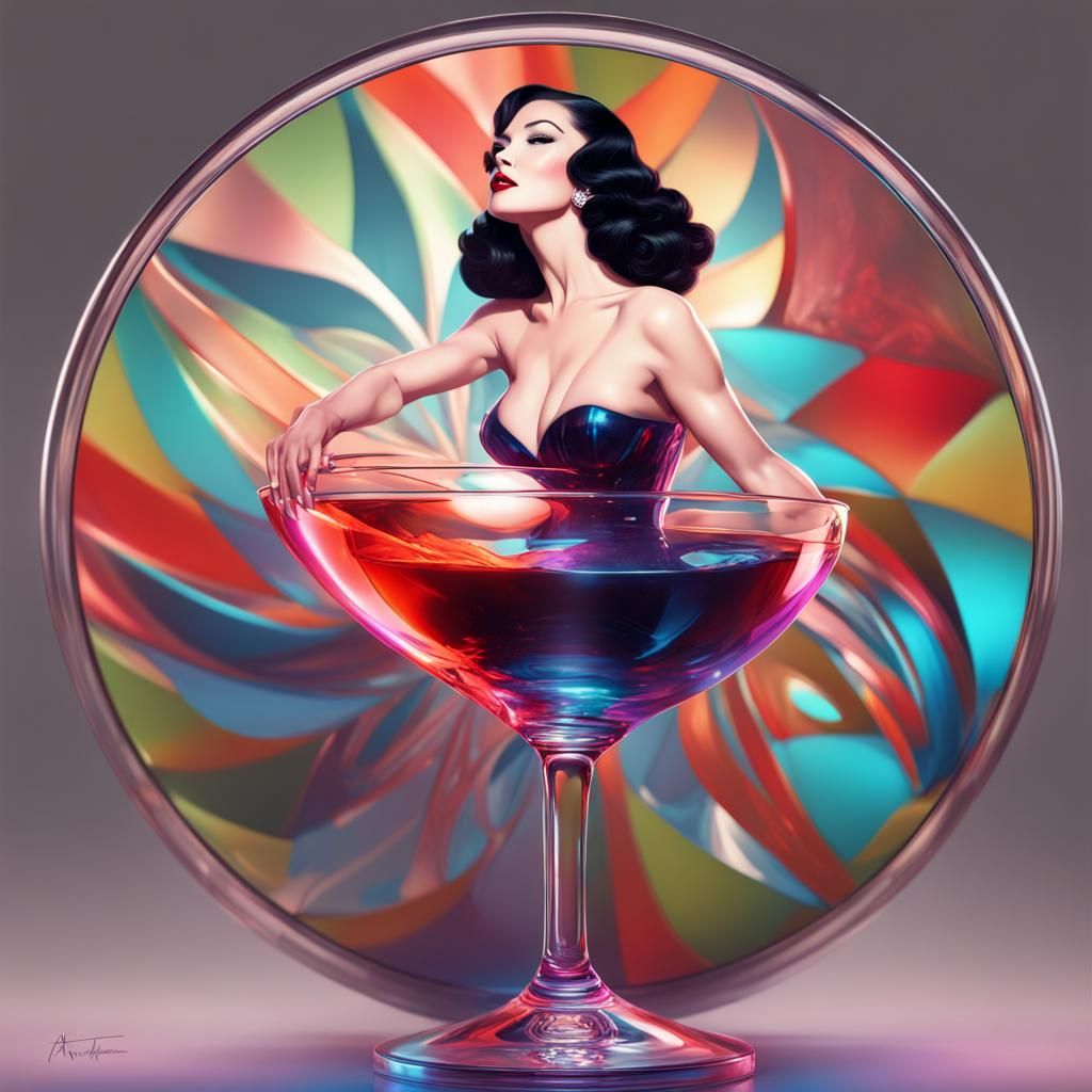 Dita von teese in a martini glass