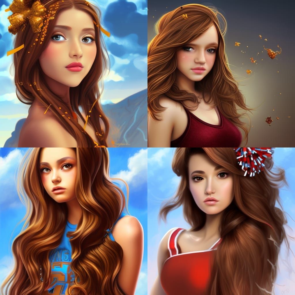 Fashionable Cheerleader with Honey Brown Hair