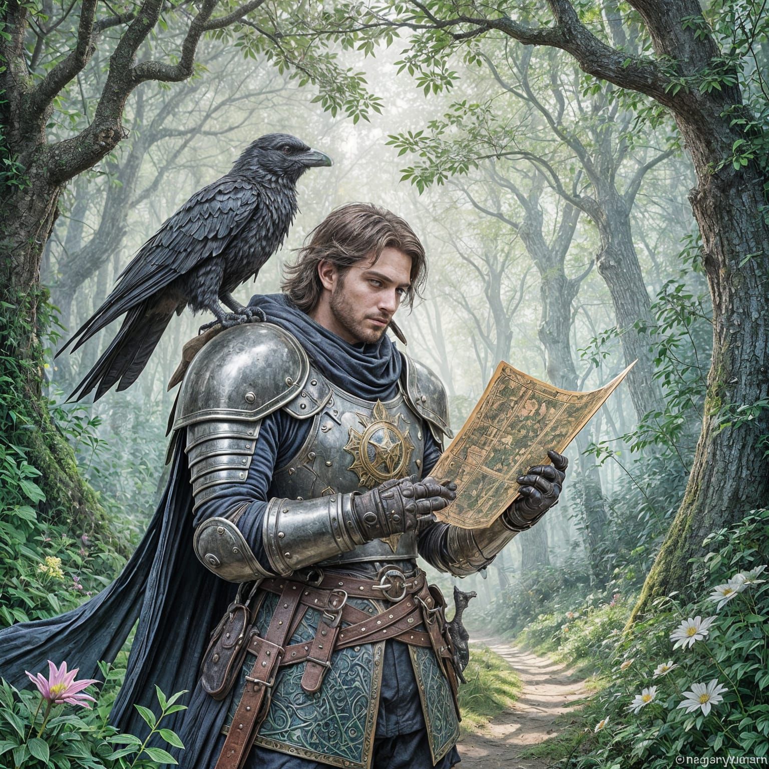 Knight's Magical Forest Adventure with Raven Guide