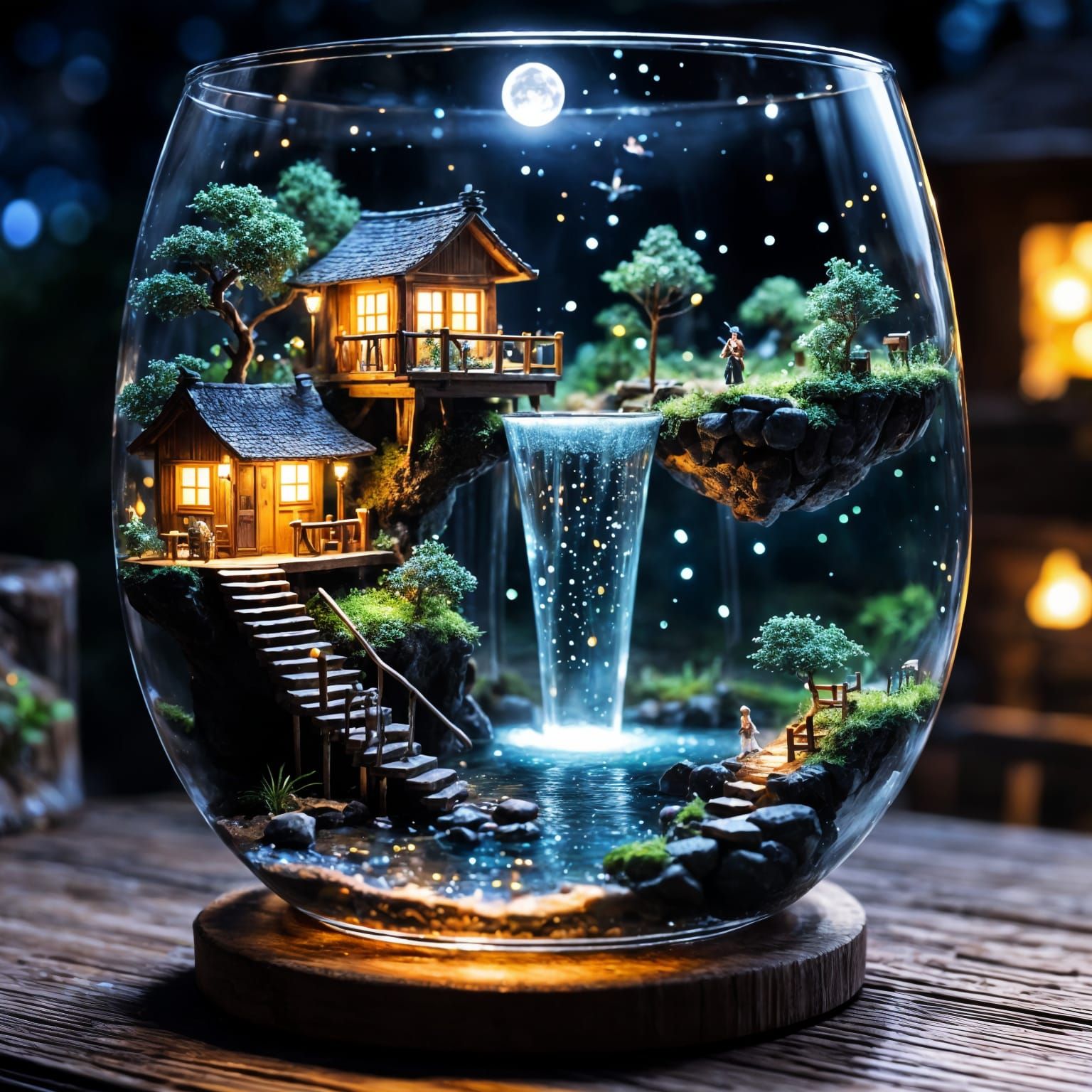 Whimsical Miniature World in a Glass