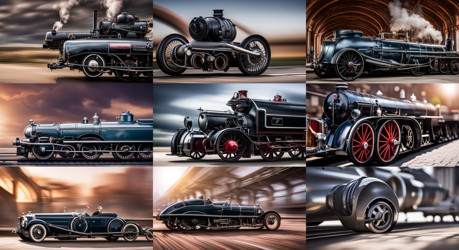 Steam-Powered Maserati with Locomotive Wheels