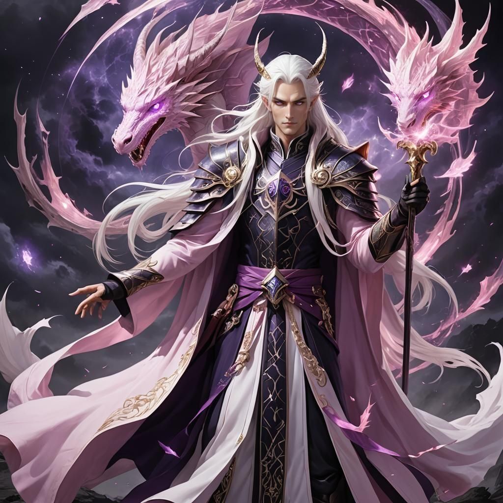 Fantasy Aeromancer Dragon Knight in Mystical Lands