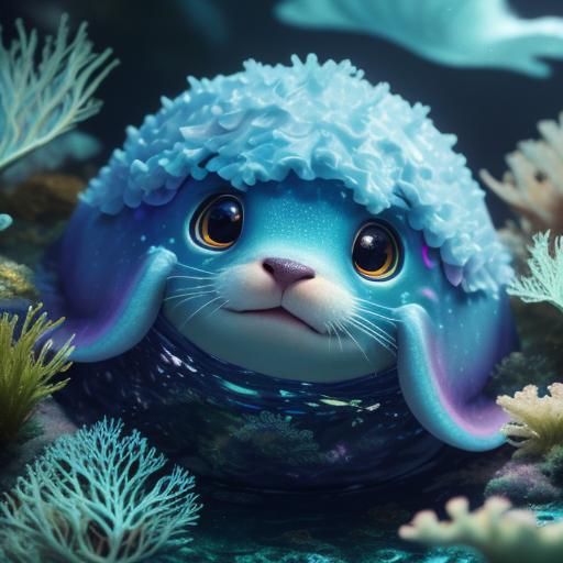 Adorable Octopus Otter in Anime Style