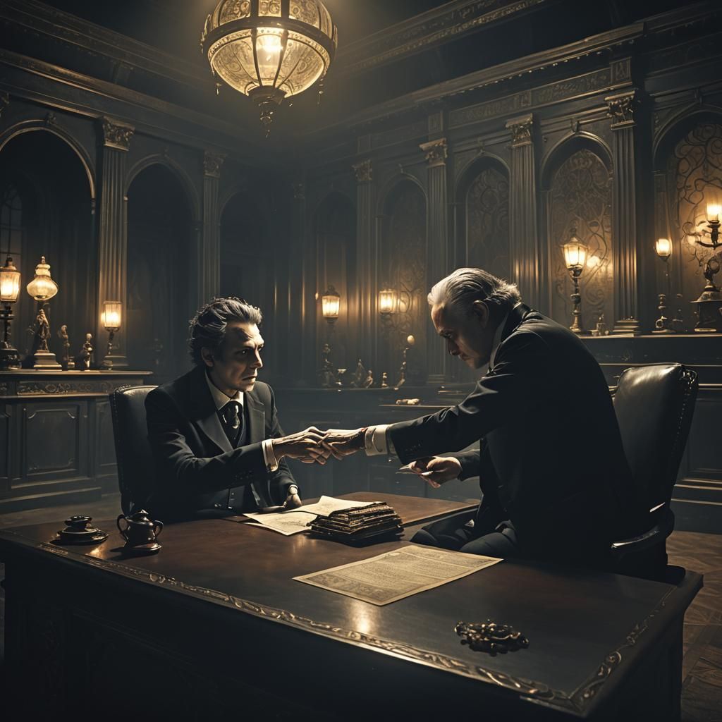 Eerie Bank Transaction in Dark Fantasy Style