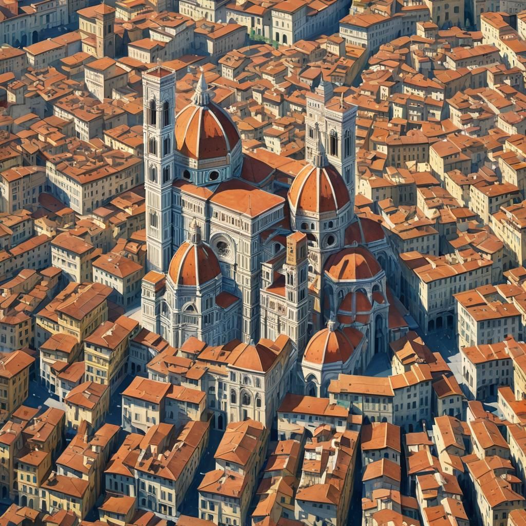 Florence Duomo Epic Impressionist Masterpiece in Vibrant Wat...