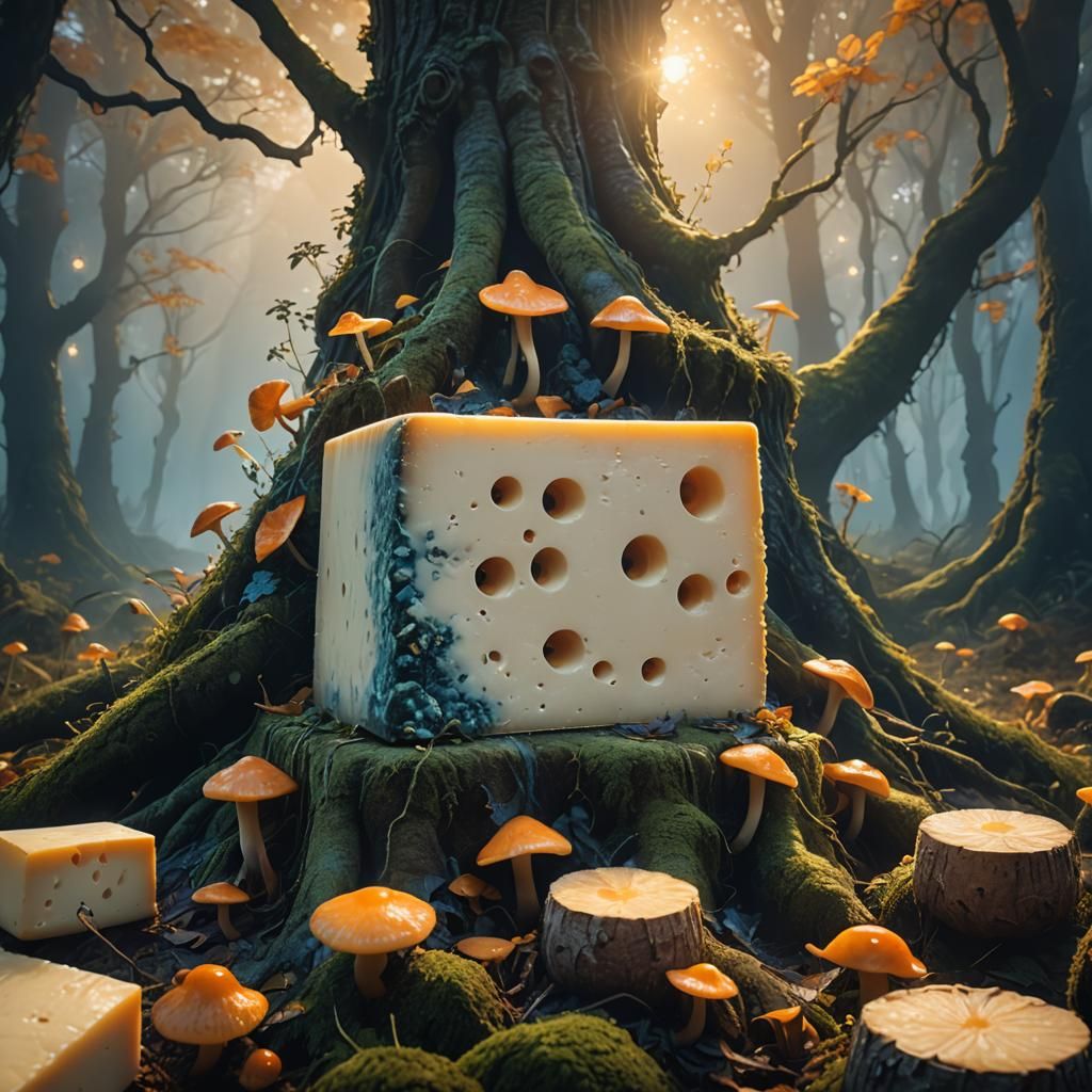 Baby-Faced Cheese Block in Mystical Forest