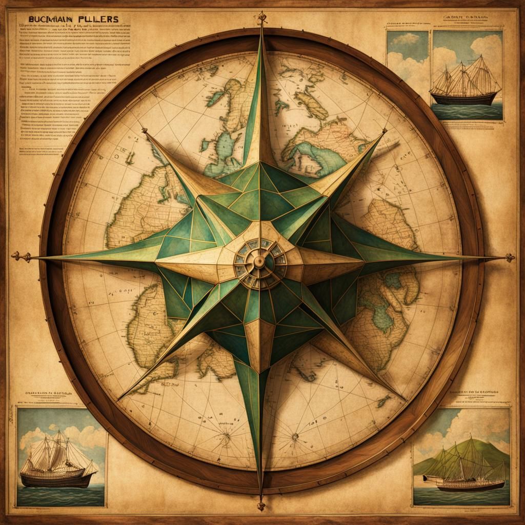 Dymaxion Map Hand-Drawn on Aged Parchment