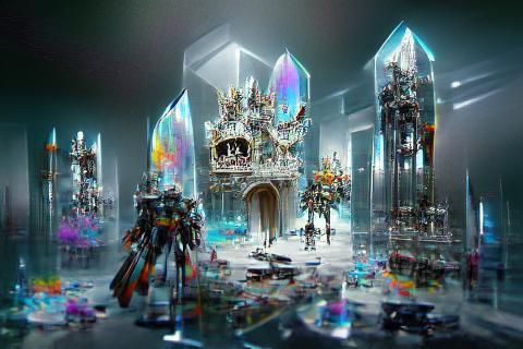 Kaleidoscopic Mirror Glass Mecha Palace Concept Art
