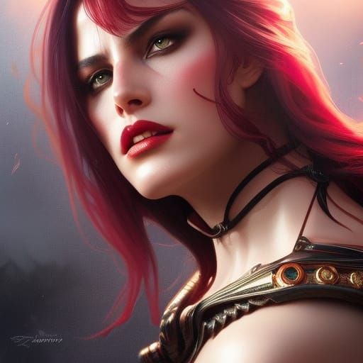 Beautiful redhead vampire warrior