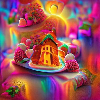 Gingerbread House in a Neon Wonderland