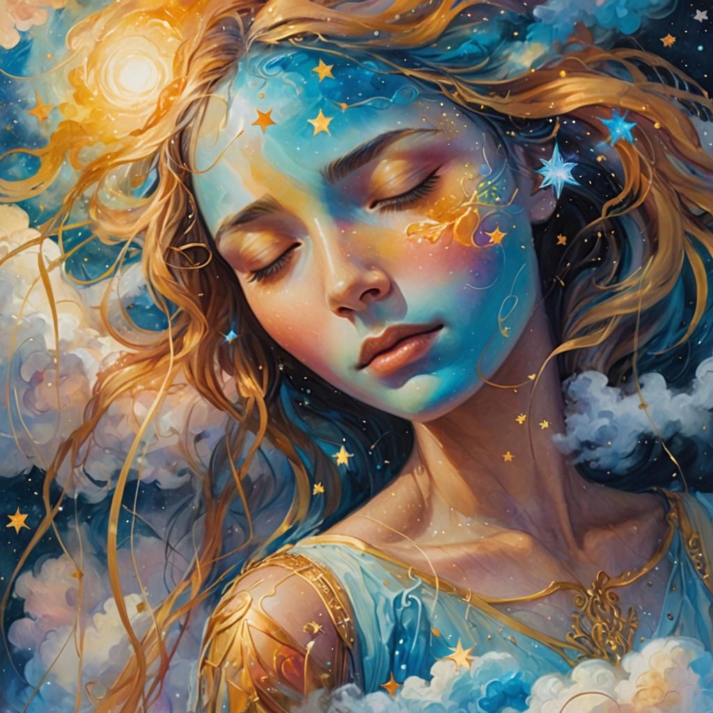 Dreamscape: Sleeping Figure in Ethereal Realm