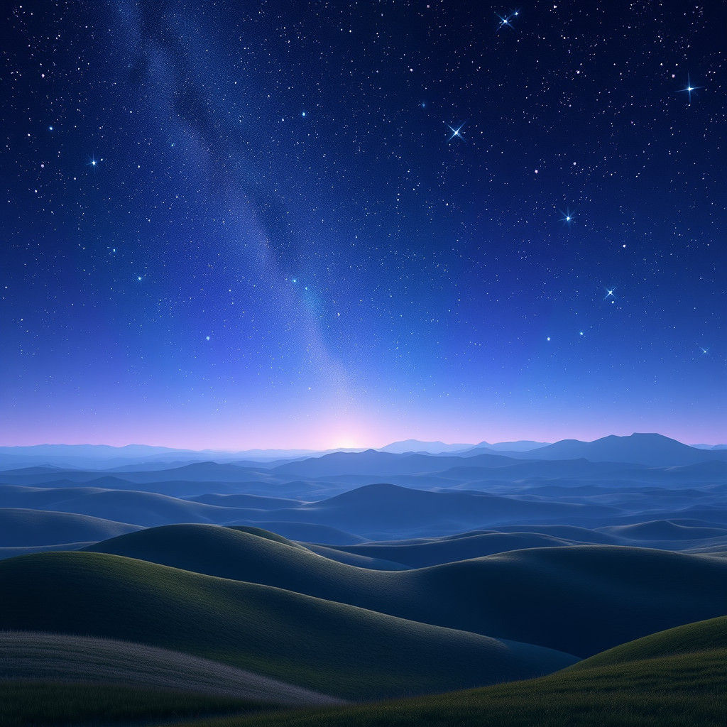 Serene Starry Night Landscape in Pixar-Inspired 3D Art