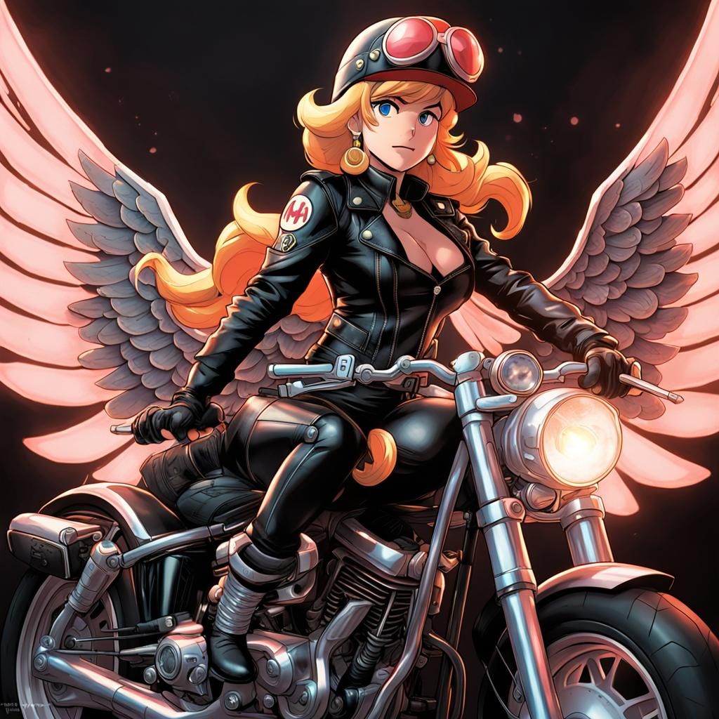 Princess Peach as Biker Comic Art