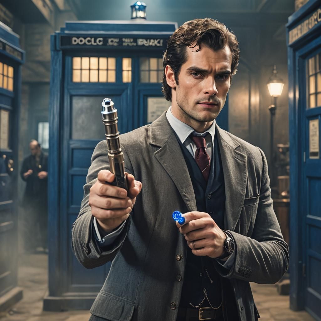 Henry Cavill as Doctor Who with Sonic Screwdriver
