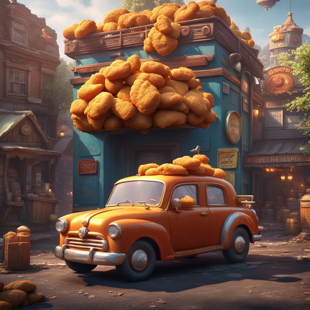 Fantastical Chicken Nugget Car Concept Art