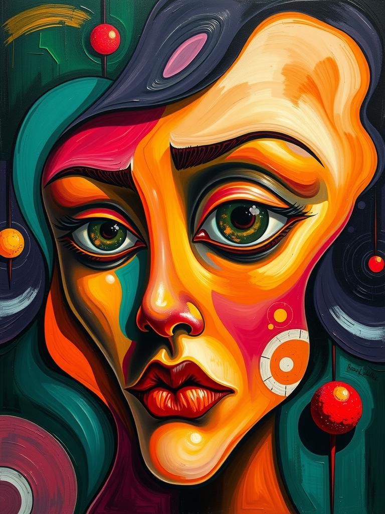 Expressive Stylized Face in Post-Impressionist Style