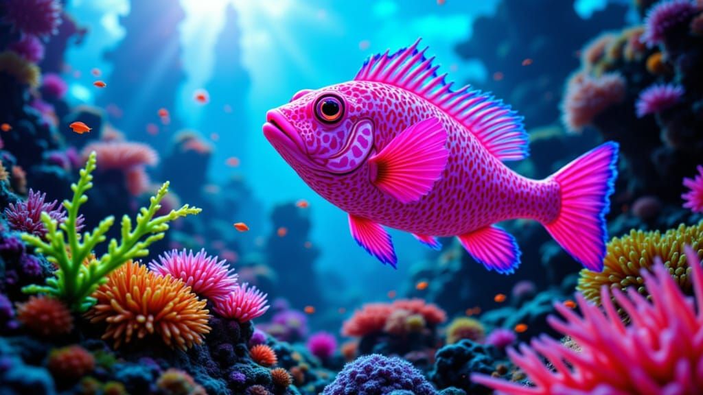 Bioluminescent Fish in Vibrant Coral Reef