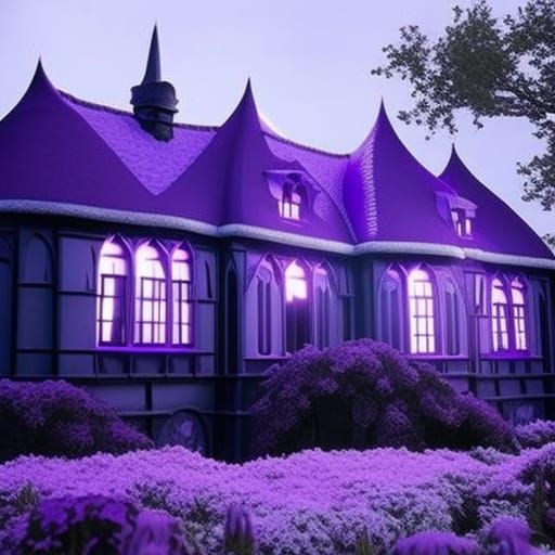 Gothic trailer home with painted black with purple accents& ethereal gothic windows& gothic vibes& dark fantasy vibes& e...