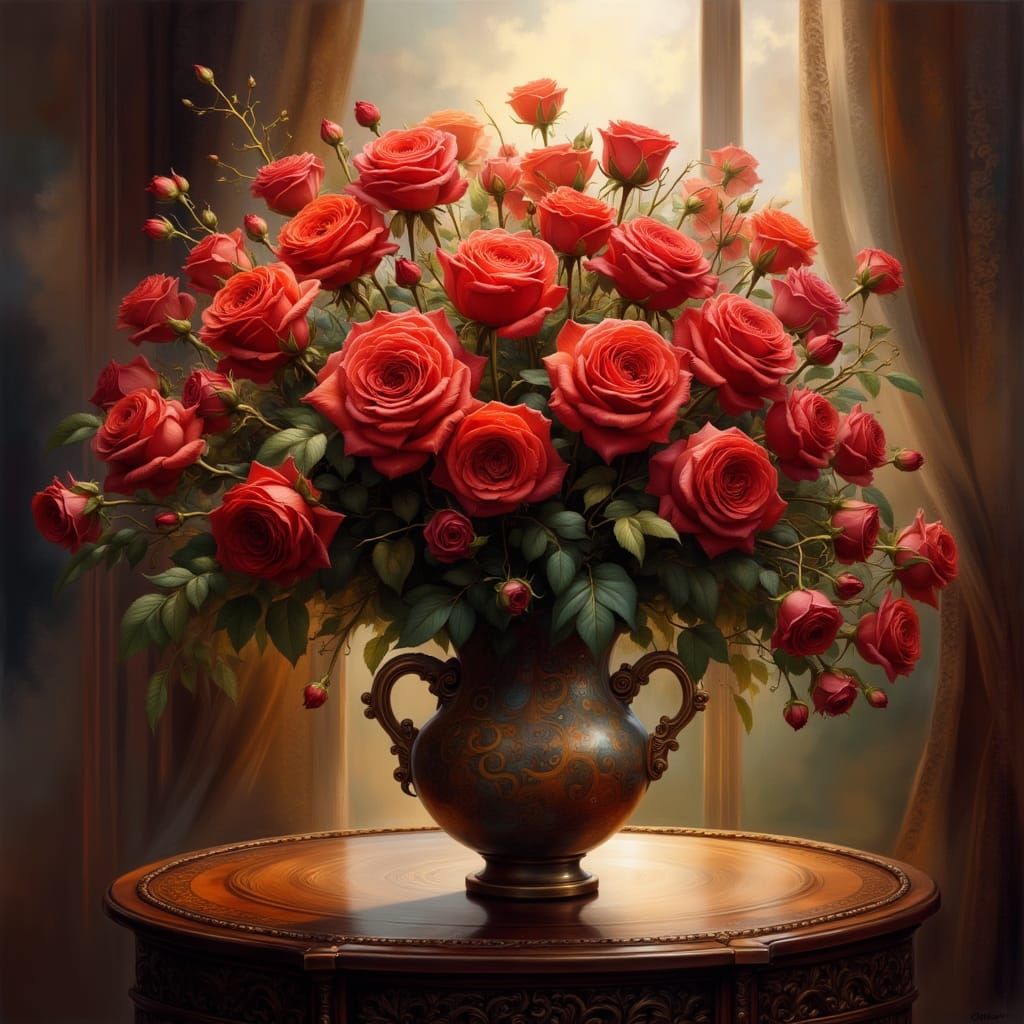 Vibrant Red Roses in Golden Hour Light