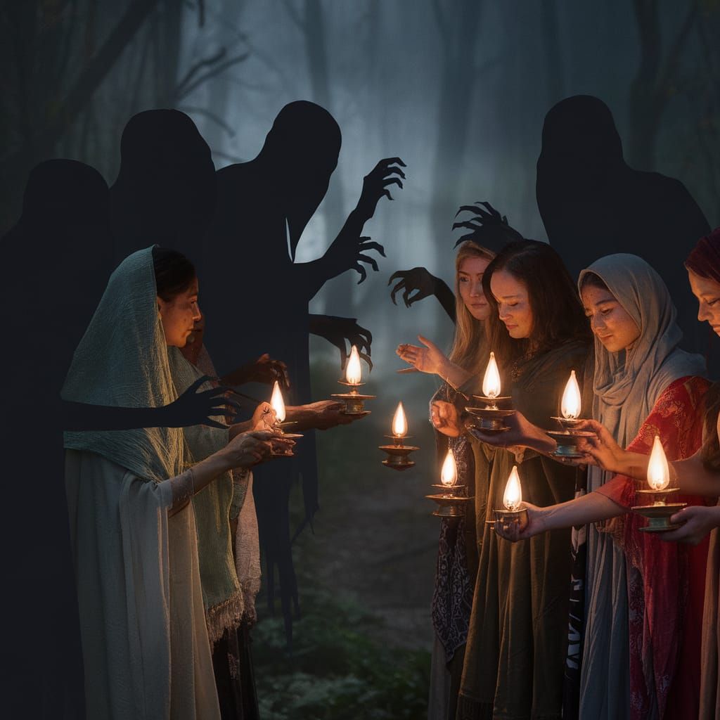 Shadow Wraiths Held Back by Oil Lamps