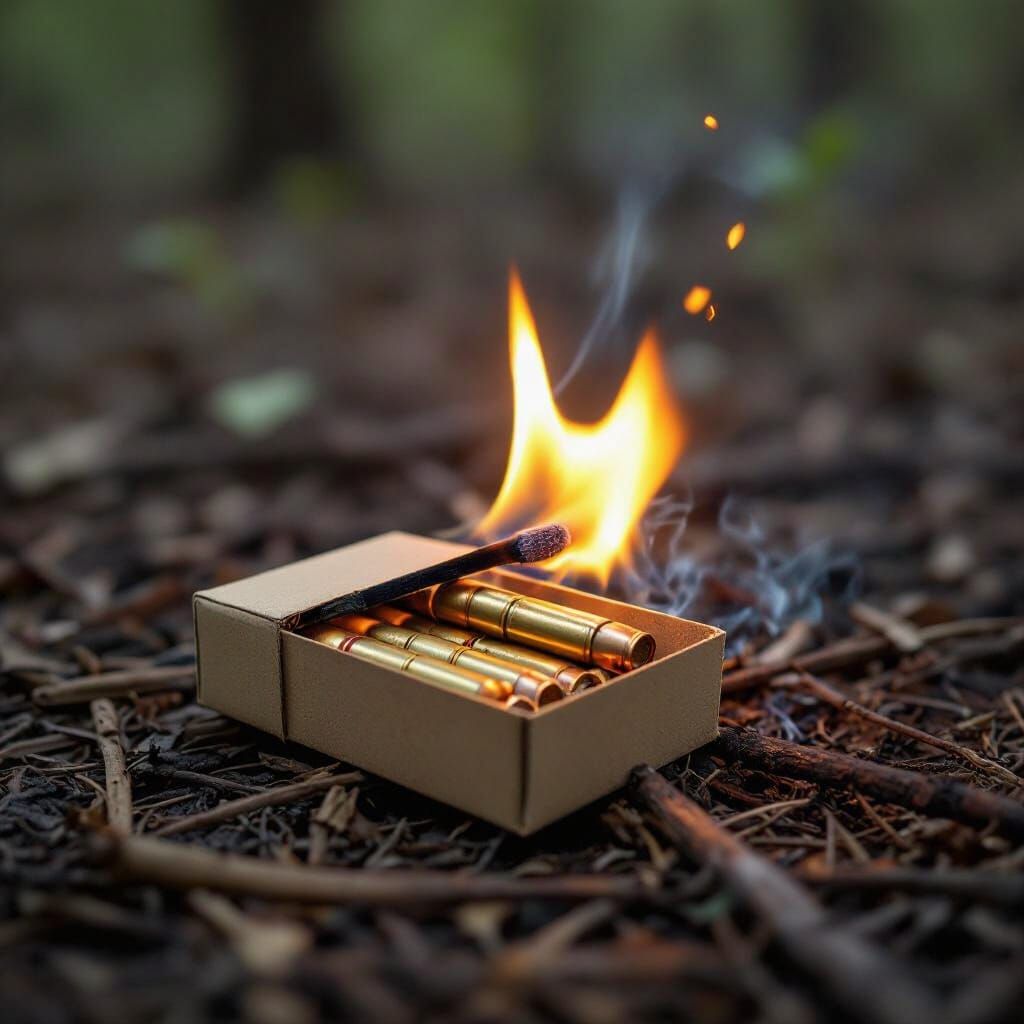 Matchbox Ignites Forest Fire with Bullets