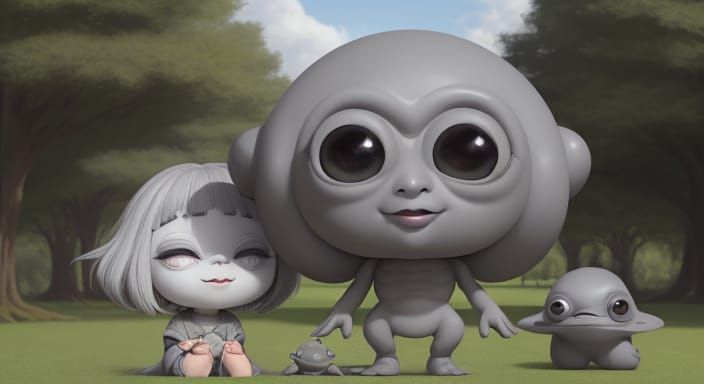 Surreal Whimsy in a Ghibli-Inspired Park Scene
