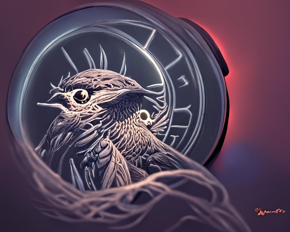 Engraved Bird Medallion: Digital Matte Paper Art