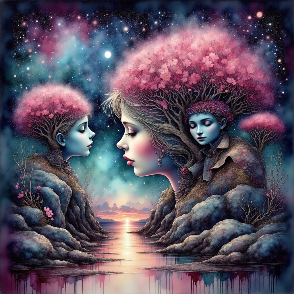 Ink Poet in a Glowing Halo