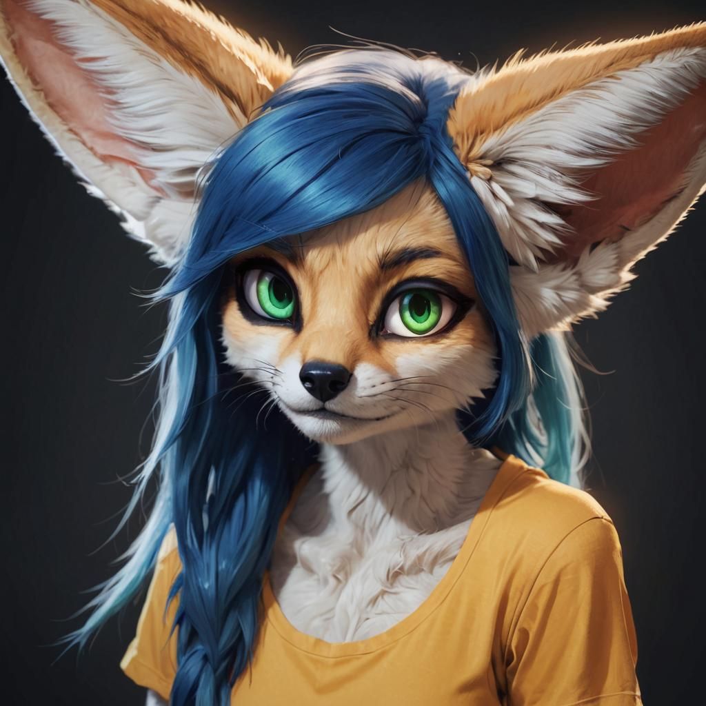 Anime Portrait of a Happy Fennec Girl