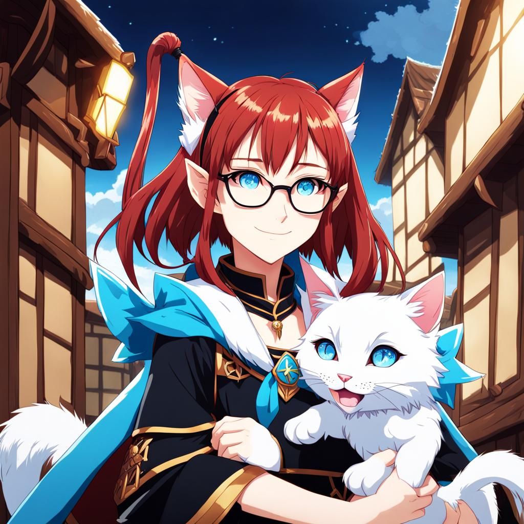 Anime Half Elf Orphan Game Token with Cat Ears