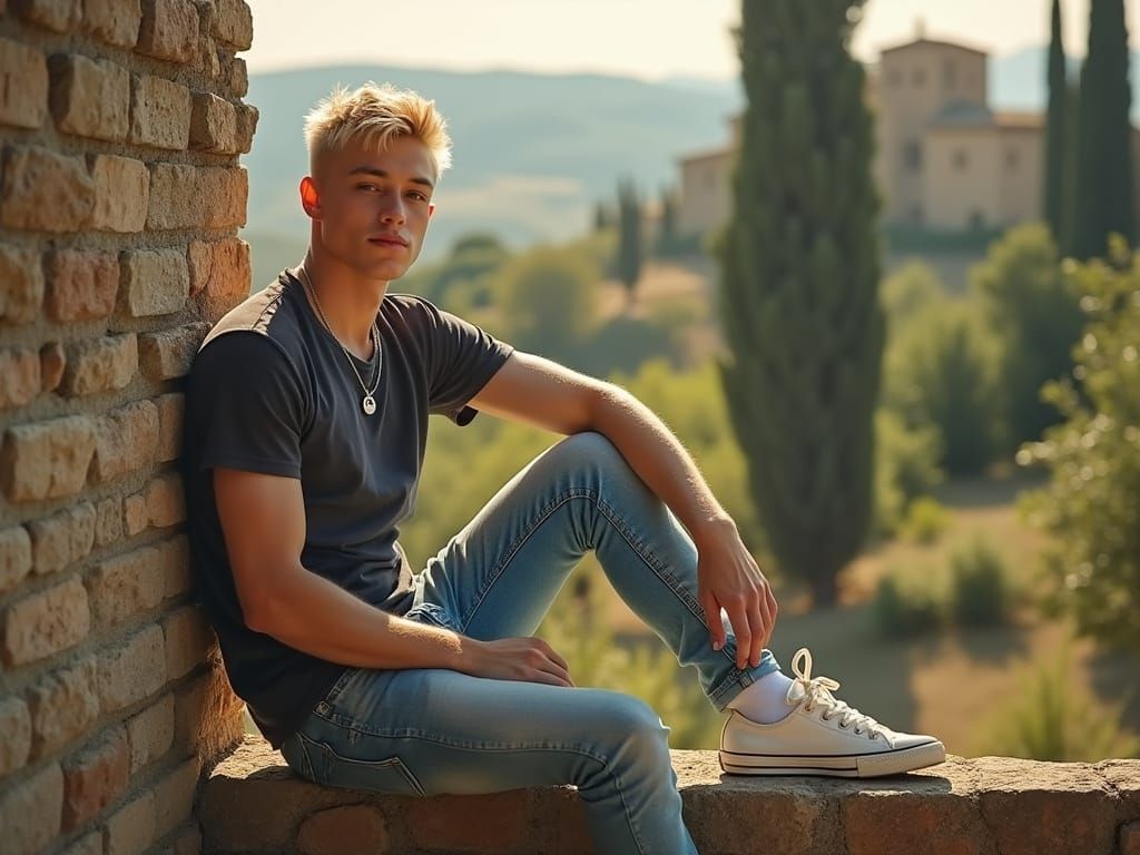 Chiseled Italian Youth Basks in Tuscan Sunlight