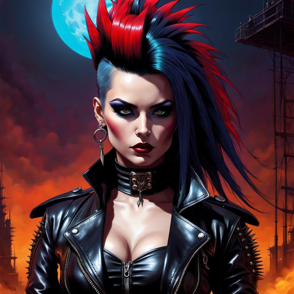Goth Punk Album Cover in Cyberpunk Style