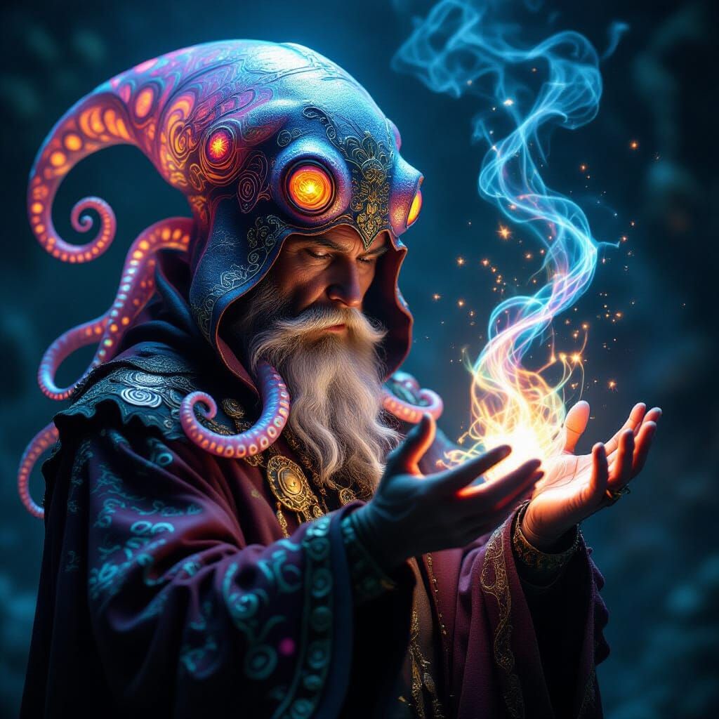 Magical Artist in Squid Suit Conjuring Energy