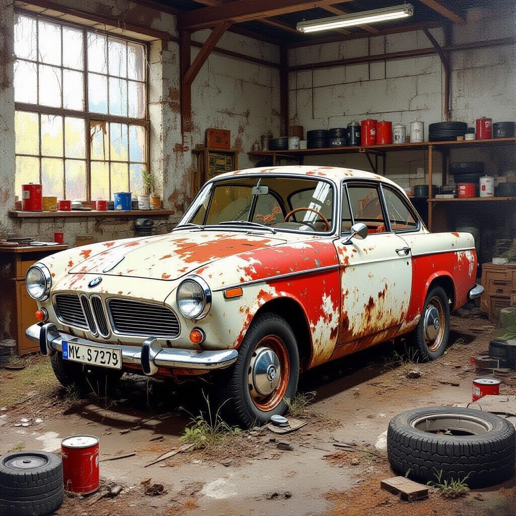Abandoned 1960 BMW 250 in Rustic Workshop