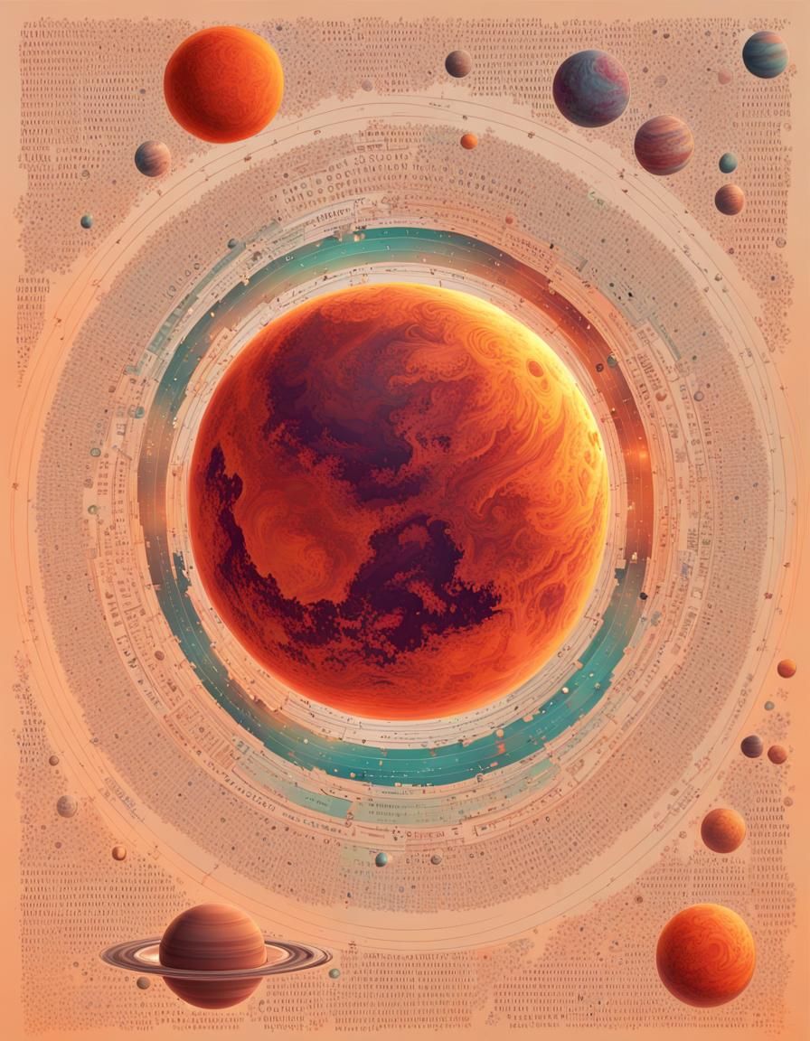 Typographic Art of Planet Eloxinn with Continents