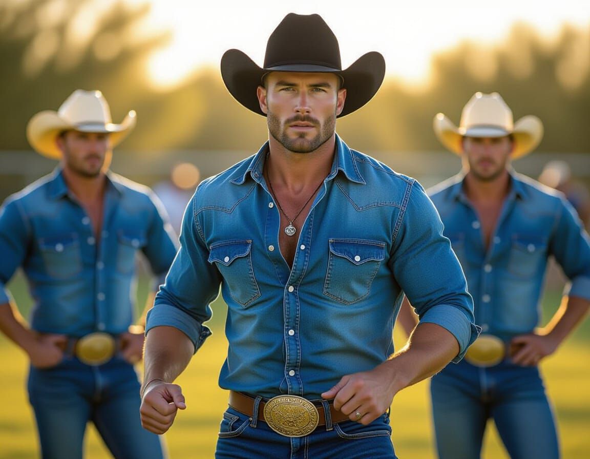 Cowboys in Hyperrealistic Golden Hour Glamour Shot