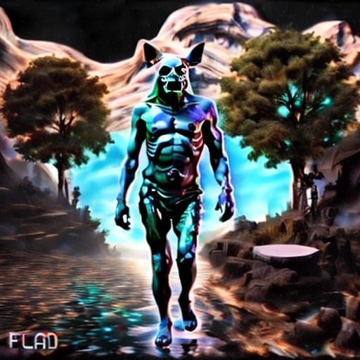 Surreal Banana-Humanoid Flees Whimsical Neighborhood