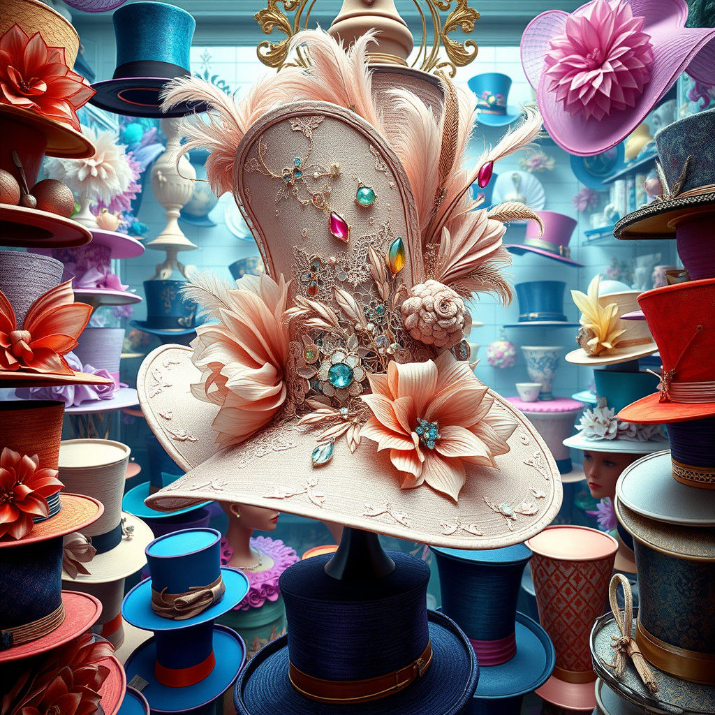 Fantastical Hats in Dreamlike Pop Surrealist Style