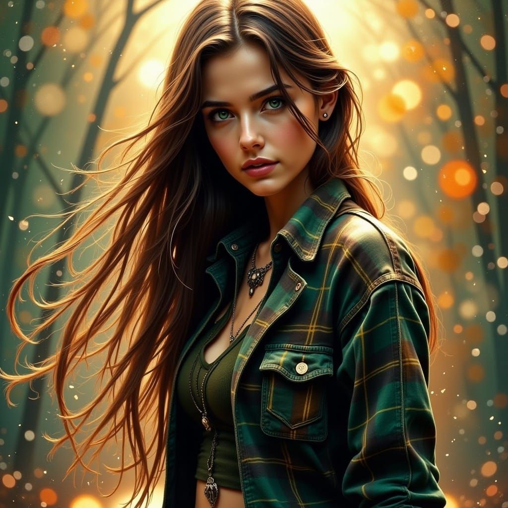 Hyperrealistic Portrait of a Woman in Casual Attire