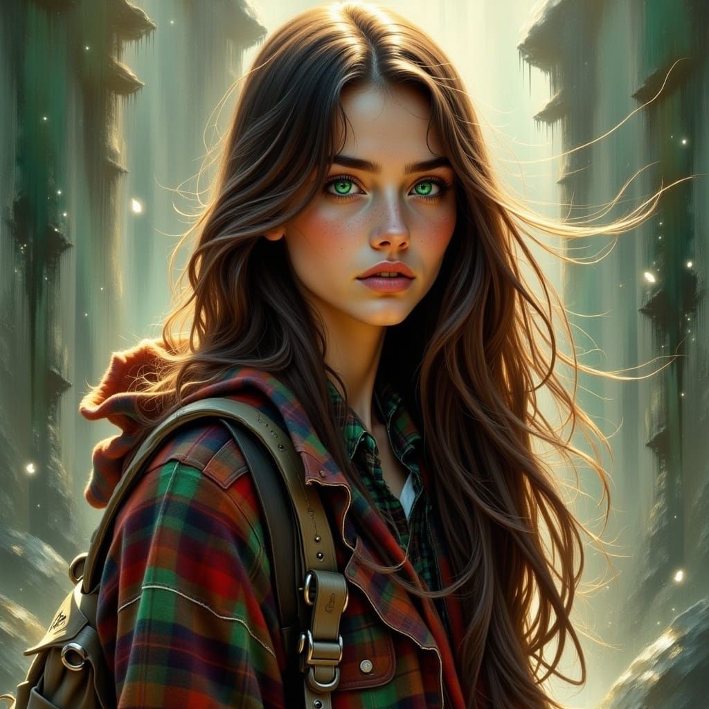 Hyperrealistic Portrait of Woman with Emerald Eyes