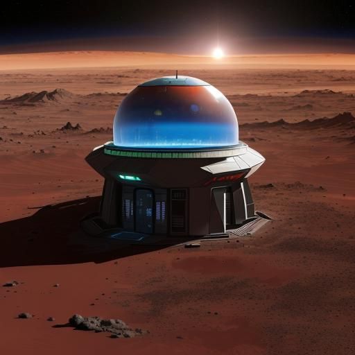 Futuristic Gas Station on Mars: Interplanetary Oasis