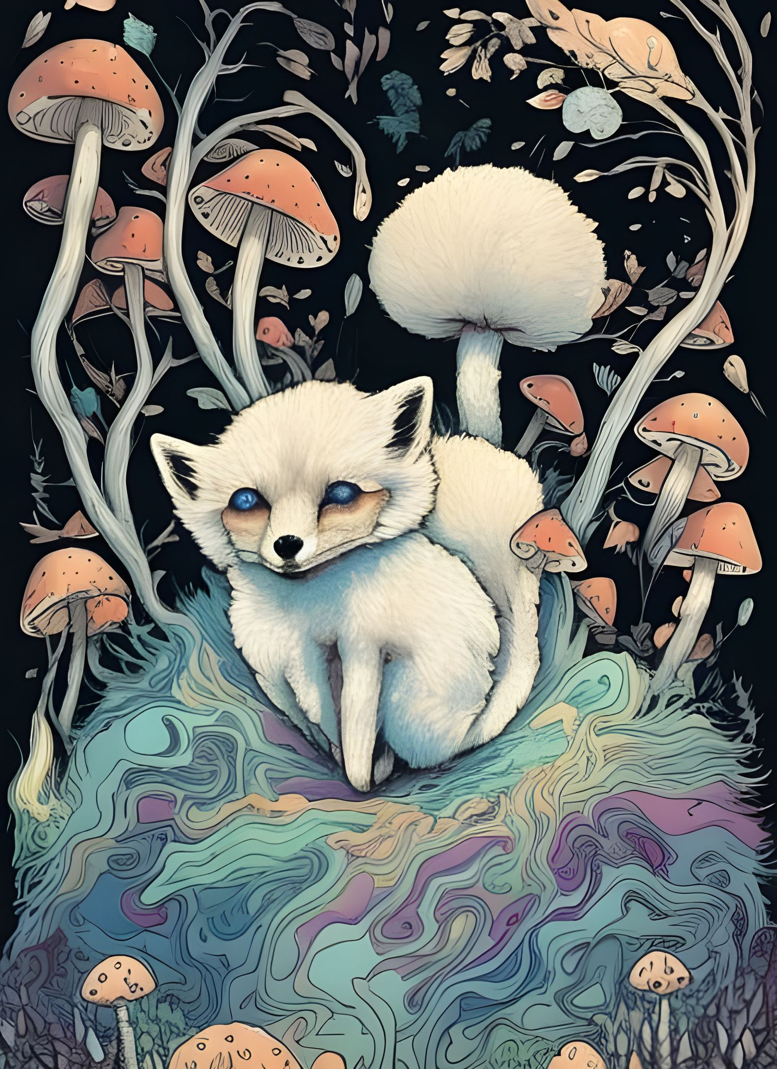 White Foxies Shroom Tail